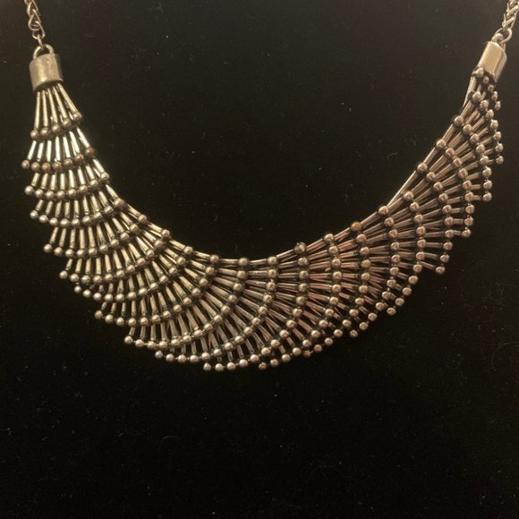 Vintage Silver Tone Necklace with Black Antiquing - Picture 1 of 5
